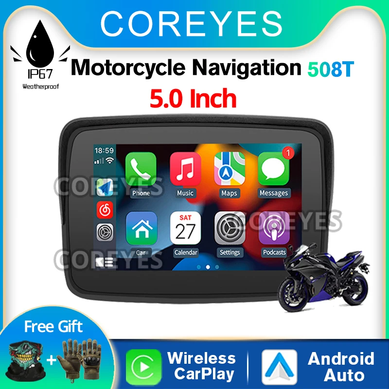 

COREYES 508T Motorcycle Screen Carplay Moto Navigation Waterproof Screen Portable Motorcycle Wireless Android Auto Monitor