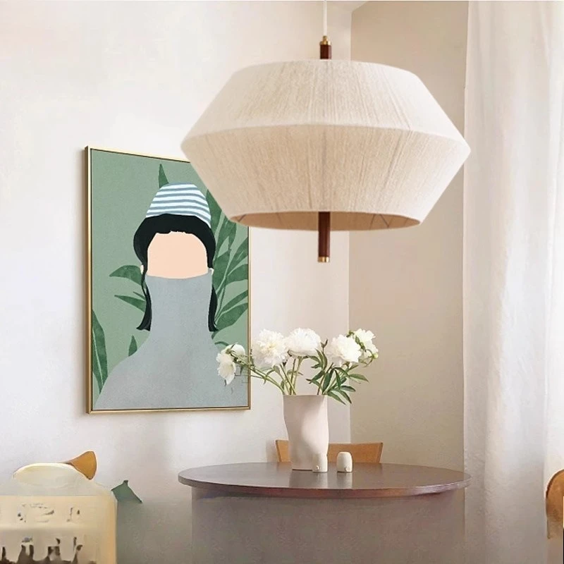 Medieval solid wood bedroom woven chandelier Japanese wabi-sabi cotton thread B & B living room lamp retro hemp rope restauran