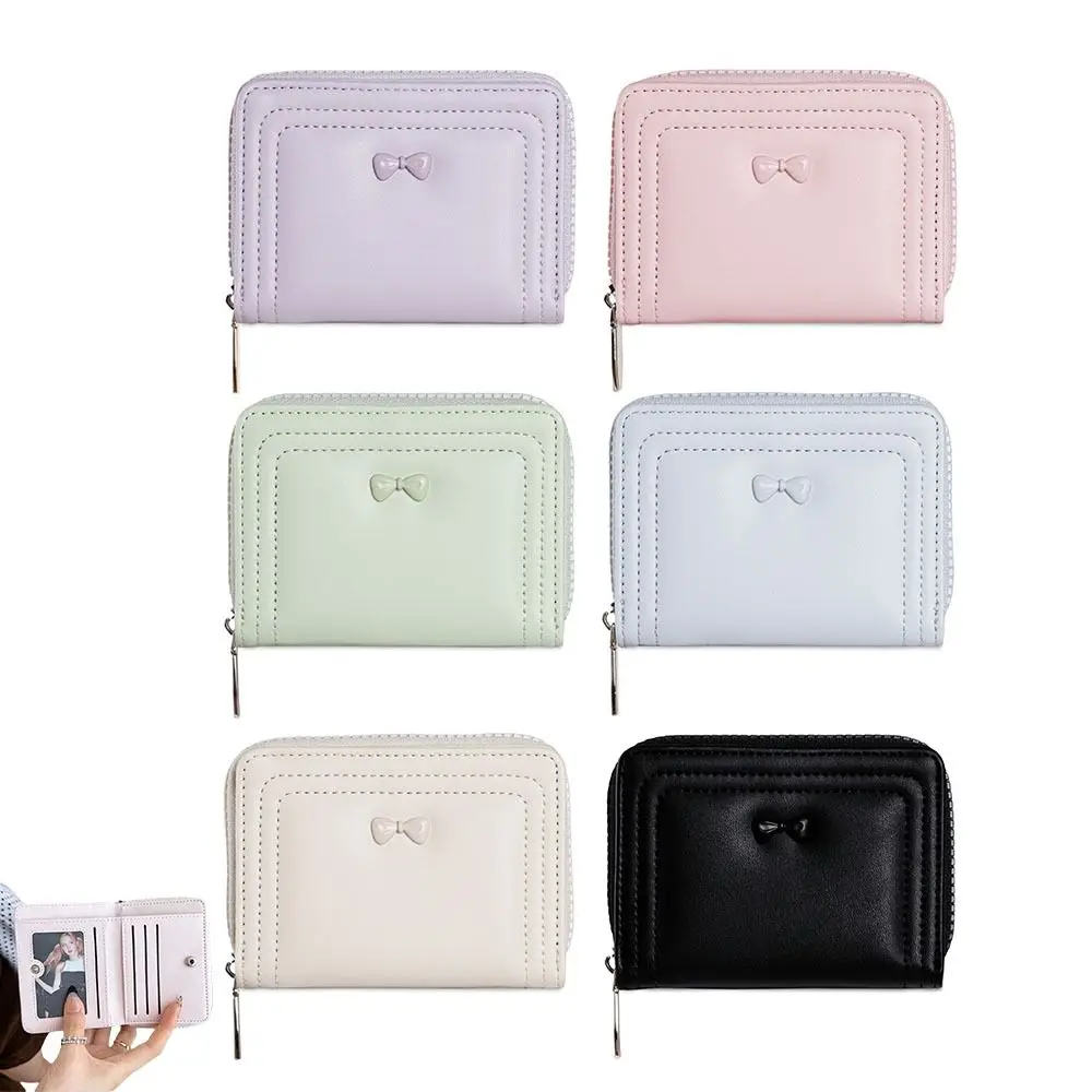 

Новый милый женский кошелек с бантом, короткая молния, держатель для студенческих карт, кошелек для монет, подарки