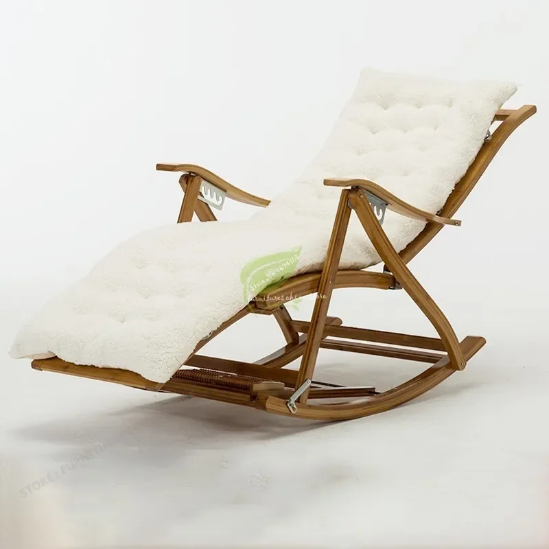 Recliner Rocking ChairAdult Folding Nap BedEasy Living Room Napping BedHome Balcony Leisure Bamboo Chair New Arrivals