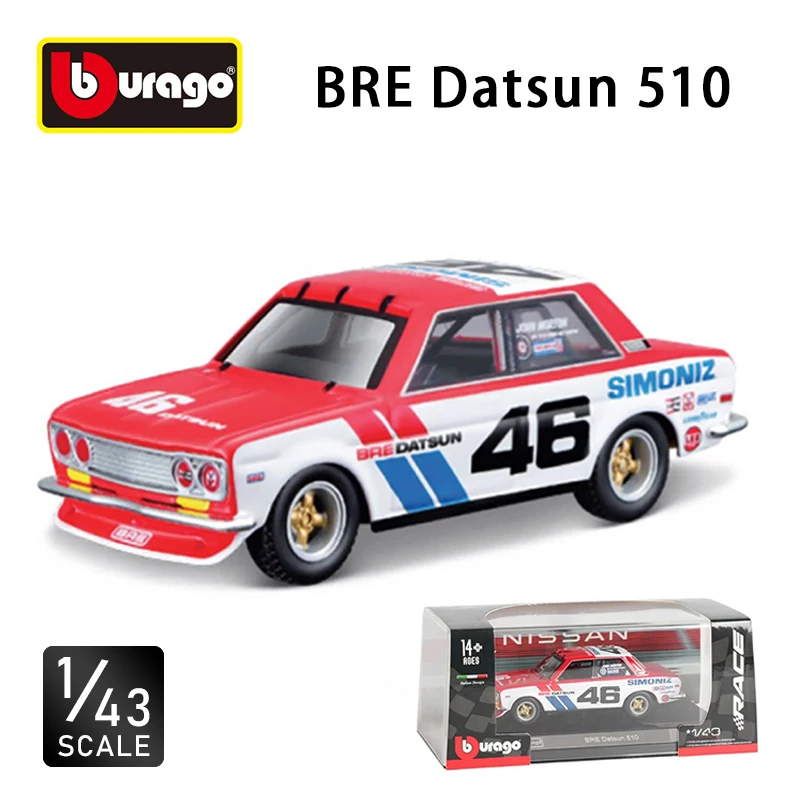 

Bburago 1:43 BRE Datsun 510 Static Alloy Die Cast Vehicles Collectible Model Racing Car Toys Adult Children's Gift