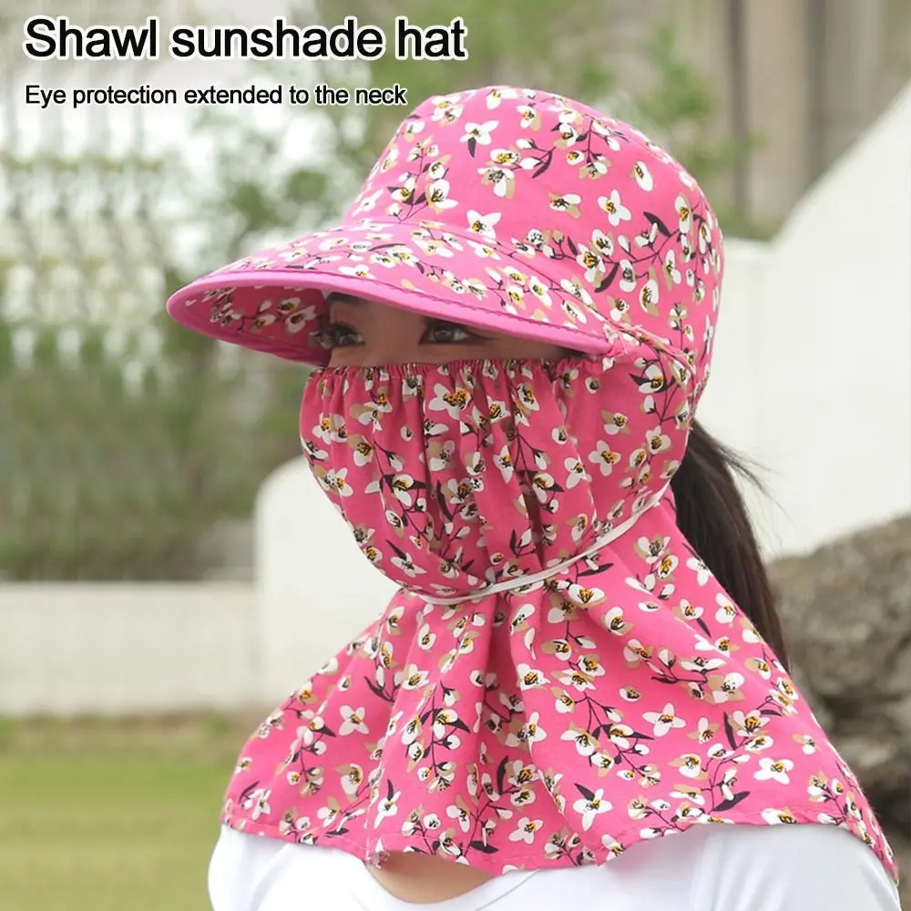 Flower Pattern Sun Hat UV Protection Face And Neck Protective Cover Lightweight Breathable Women Hats Fishing Hunting Hiking