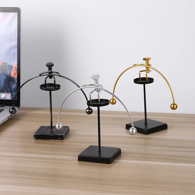 Minimalist Abstract Balance Figure- Modern Metal Desk Sculpture for Office Reception