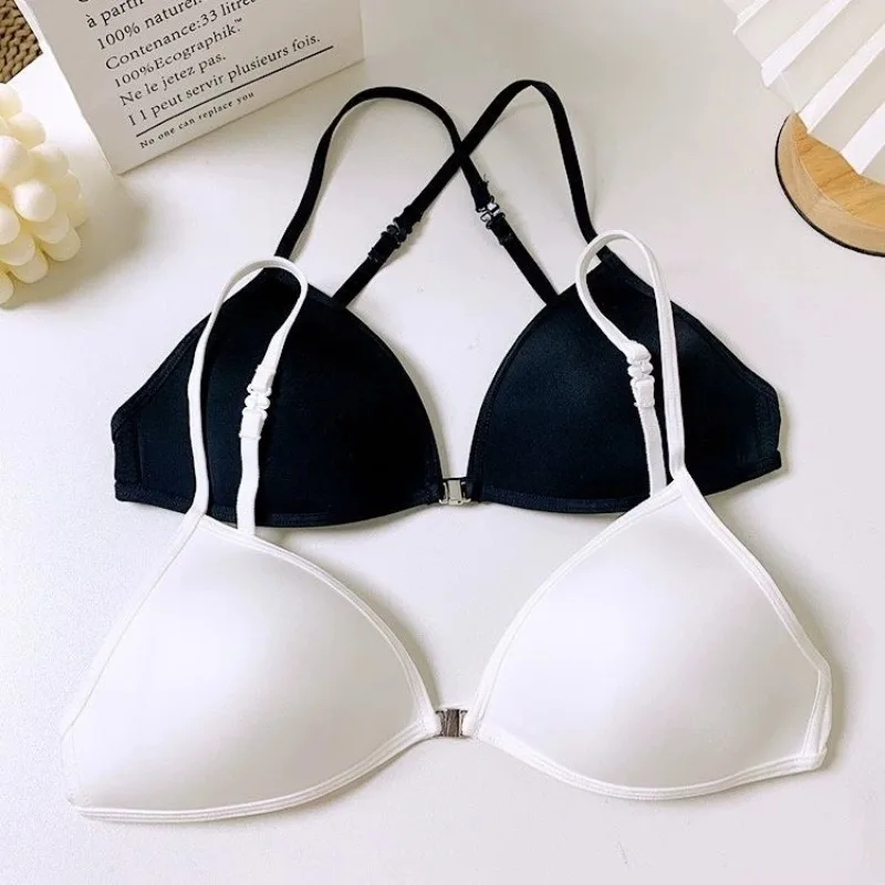 Dámská ultratenká francouzská podprsenka s předním knoflíkem, push-up podprsenka s ramínky, trojúhelníkový košíček, šetrná k pokožce pro malý hrudník BANERDANNI - náhled 6