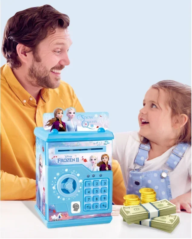 [Disney] Frozen Kids Passwort Fingerabdruck Multifunktionales automatisches Rollgeld Kindersparschwein Spielhaus Spielzeug für Babygeschenk