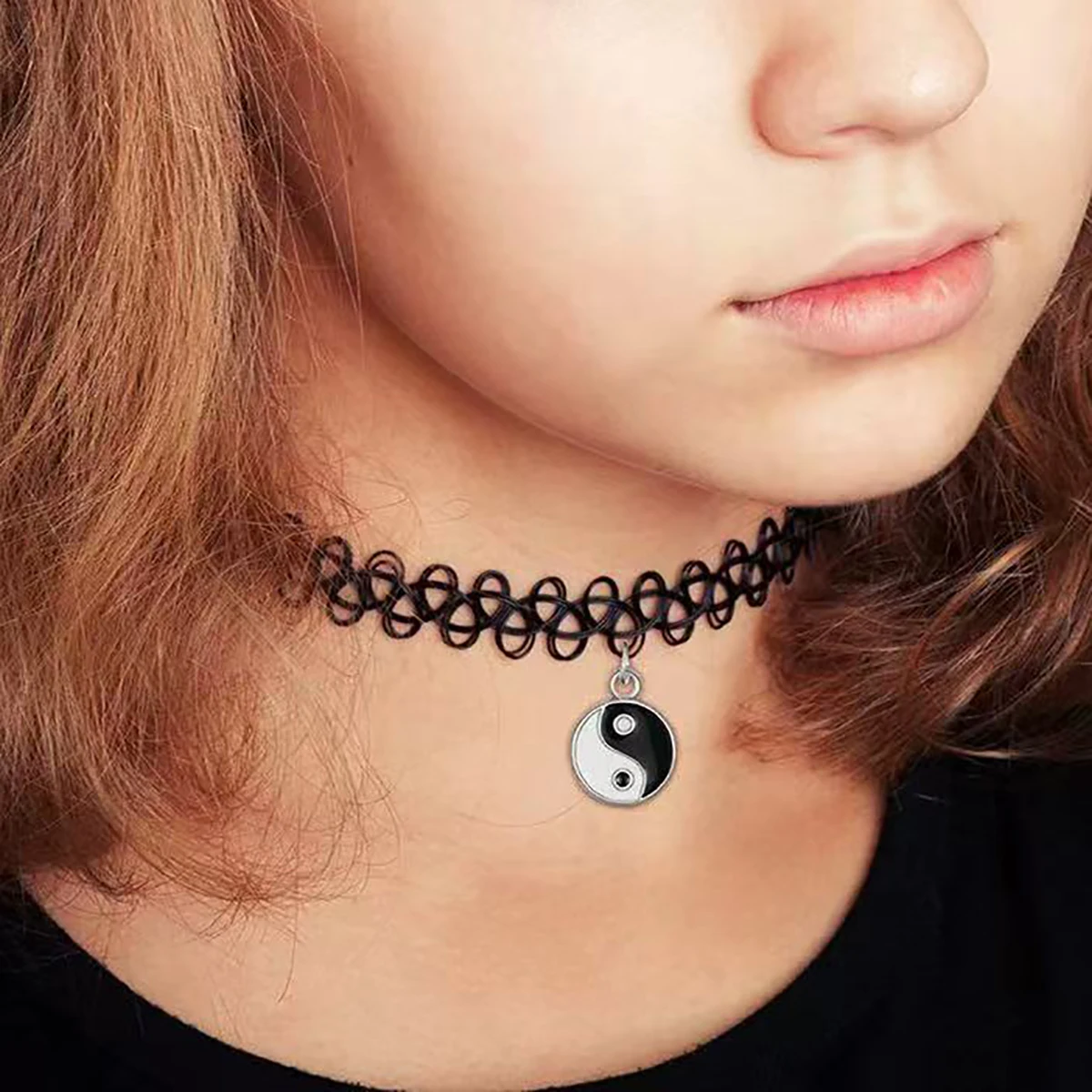 1 fashionable, individual, retro and versatile Tai Chi Bagua pendant, neck strap, necklace, collar, women's elastic and tight