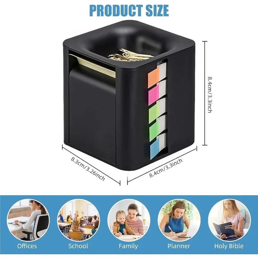 5in1 Sticky Note Dispenser and Holder with Pop Up Notes Transparent Tabs Magnetic Paper Clip Holder Roll Sticky Notes Multifunc