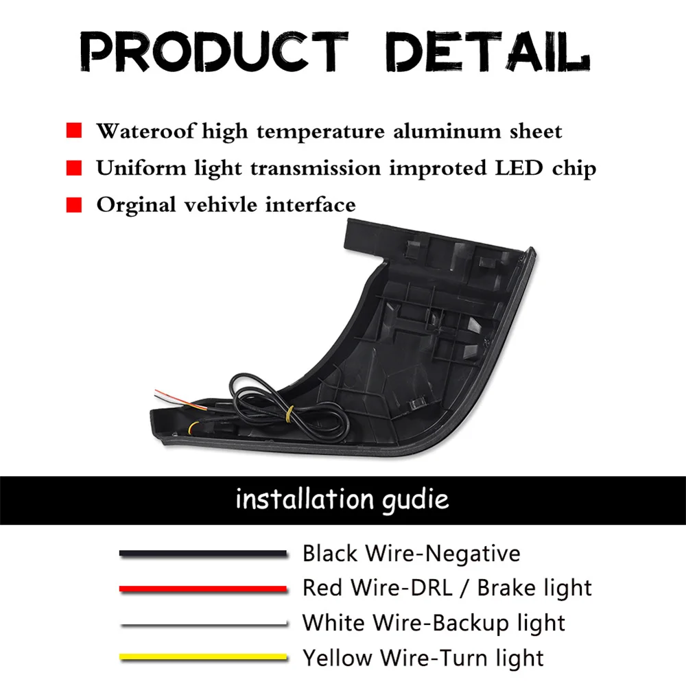 3-in-1 الأحمر LED مانع صدمات خلفي للسيارة الزاوية خطوة الوسادة الذيل ضوء الفرامل ث/مجموعة أضواء الإشارة بدوره متتابعة لتويوتا تندرا 2007-2013 #3