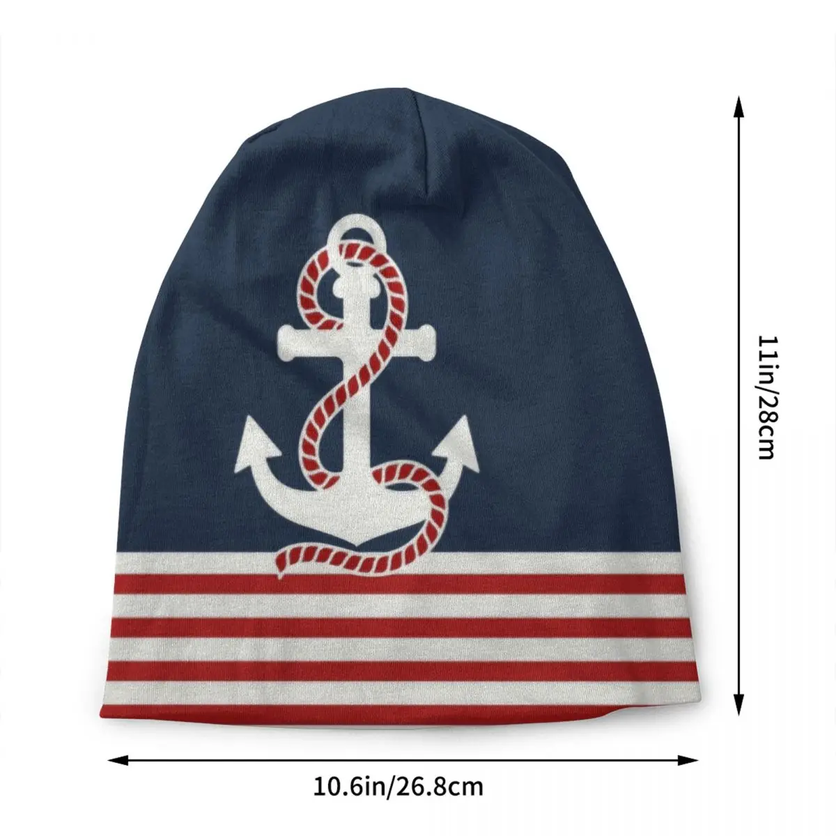 Navy Blue Stripes Nautical Anchor Boat Bonnet Hat Knitting Hat Men Women Fashion Unisex Adult Winter Warm Skullies Beanies Caps