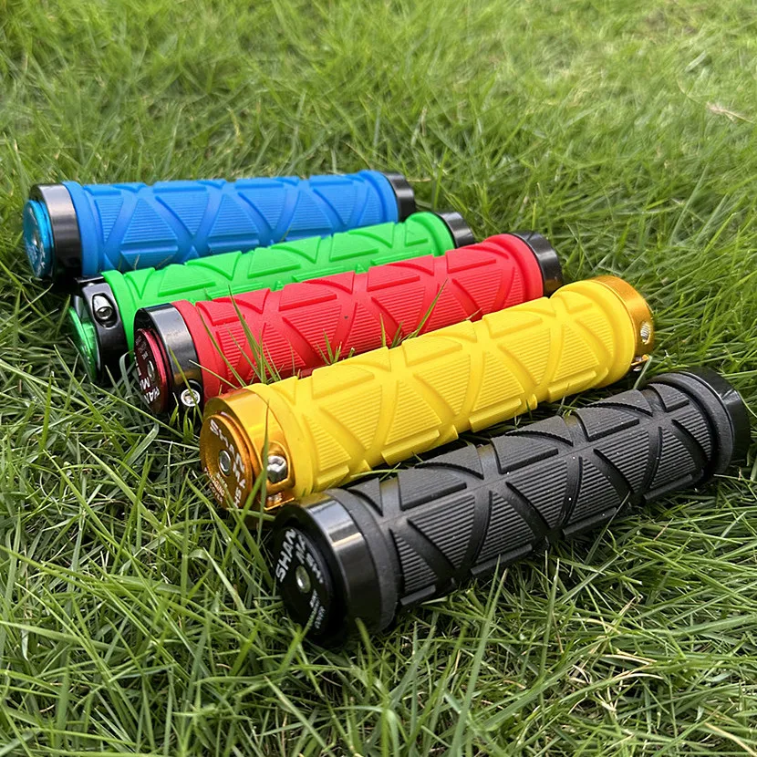 High Quality Mountain Bike Grips Rubber Non-slip Shock-absorbing Aluminum Alloy Lock Mtb Bicycle Grips Set Cycling Accessories