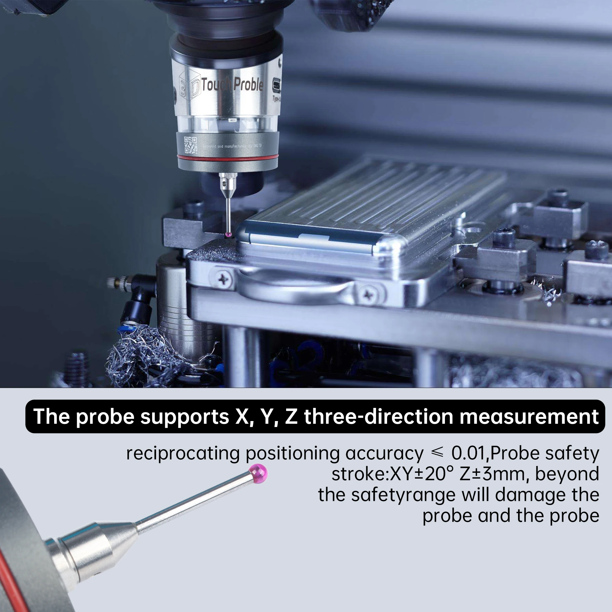 3D Photoelectric  Z Axis Probe WP 500 CNC Machining LED Sound Optical Edge Finder Touch Probe High Precision 0.001mm