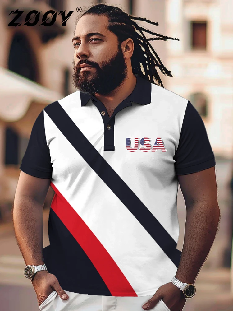 ZOOY (L-9XL) Men's Plus Size Chest 202cm Summer Daily Casual Pattern Colored Short sleeved Polo Shirt Short sleeved T-shirt