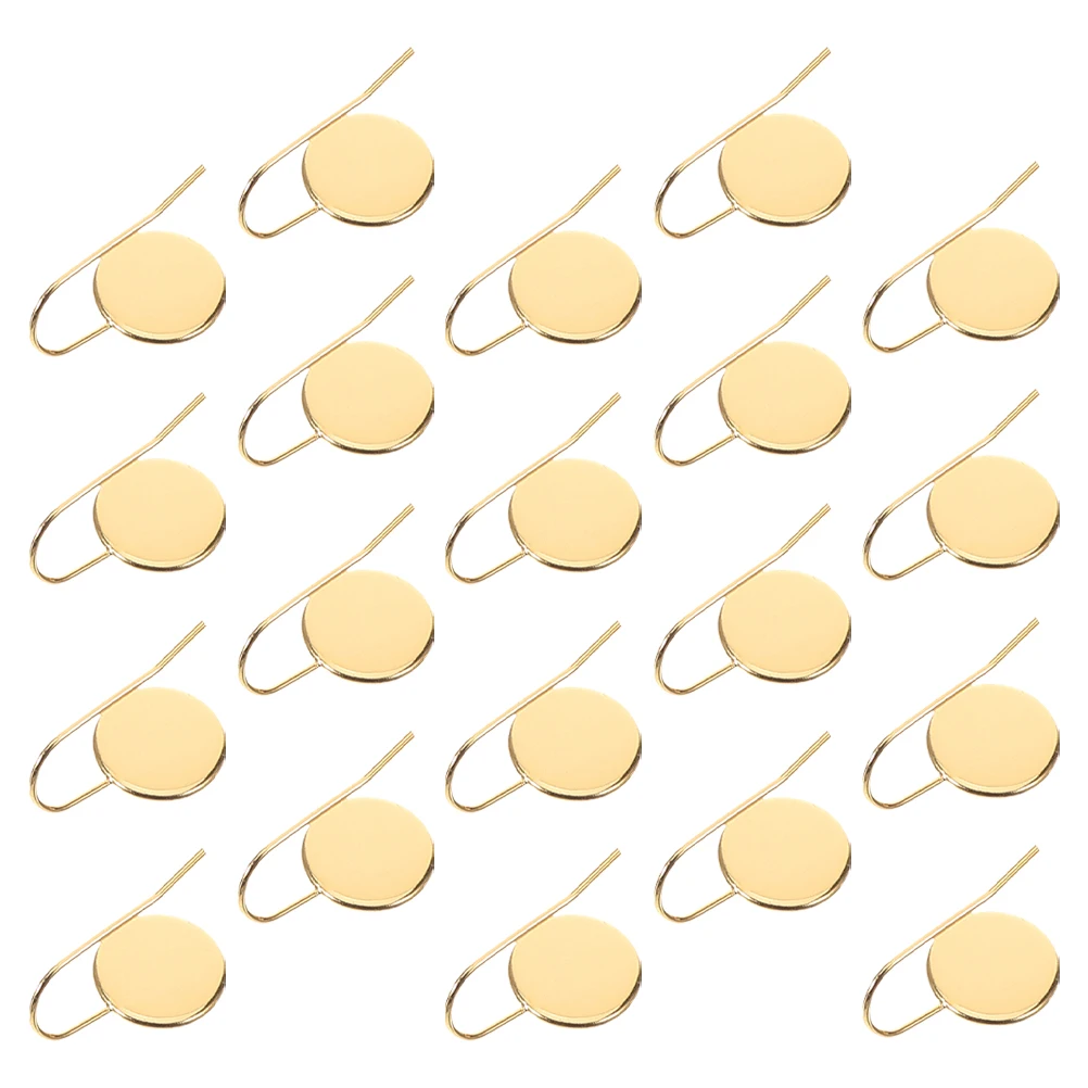 

20pcs Stainless Steel Hook Earring Cabochon Settings Durable Dangle Bezel Trays For Diy Jewelry Making Gold Color Durable Welded
