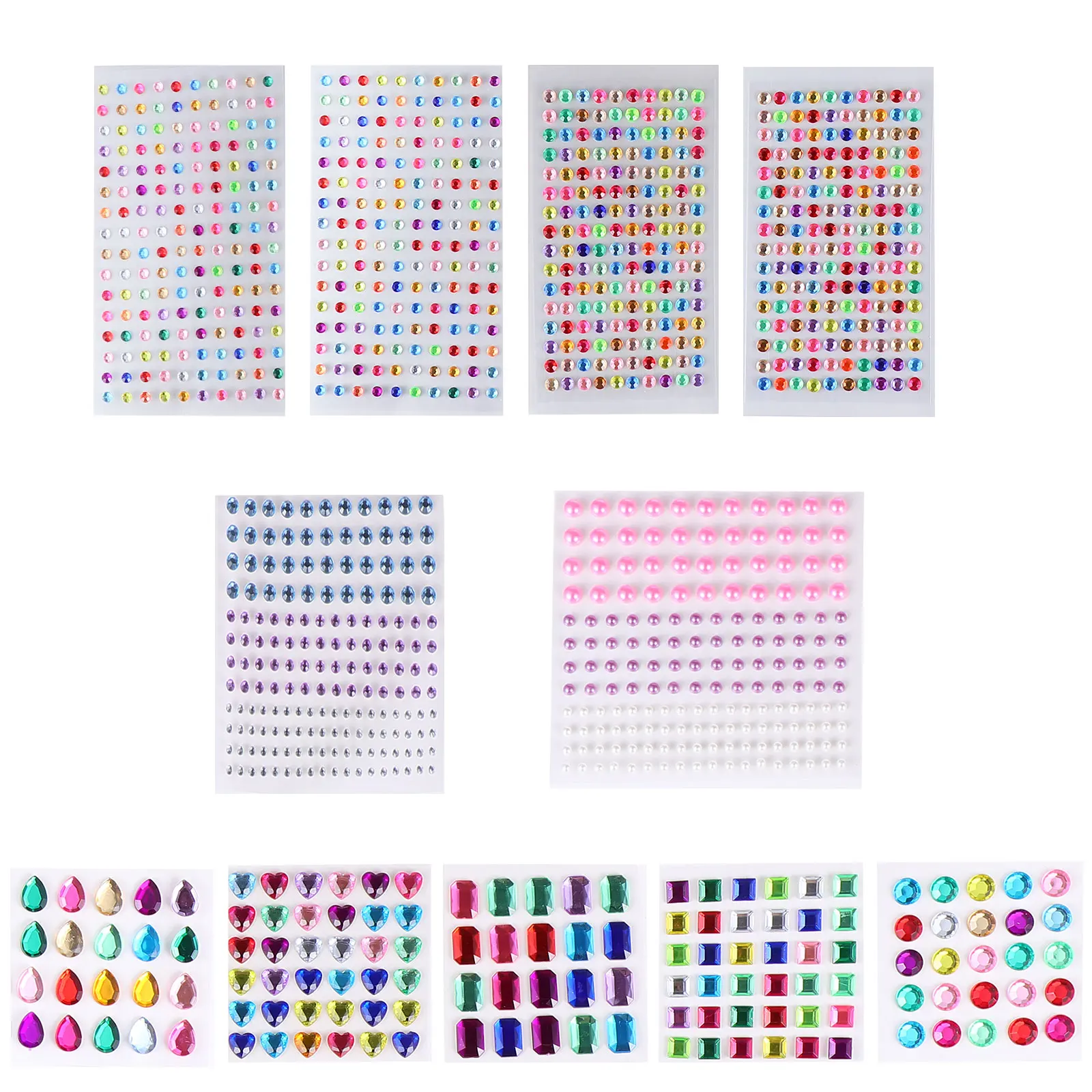 

Acrylic Crystal Diamond Sticker Colorful Self Adhesive Gems Stickers Decorative Boxes Bags Mobile Phone Rhinestone Decals Jewels