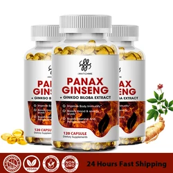 10:1 Extract Authentic Korean Red Panax Ginseng(500mg)+ Ginkgo Biloba(100mg) + Ashwagandha(100mg )Supplement Vegetarian, Non-GMO