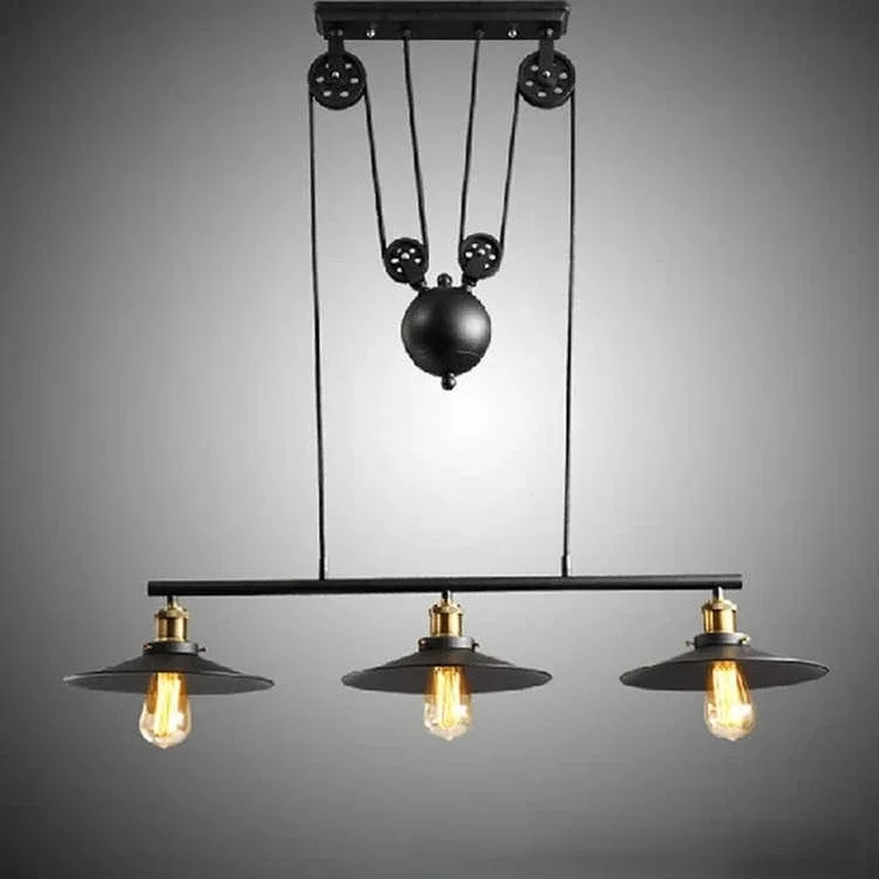 E27 Vintage Loft Retro Pendant Light 2/3 Heads Sconce Hanging Pulley Lamp Fixtures Restaurant Bar Home Decoration AC110-240V