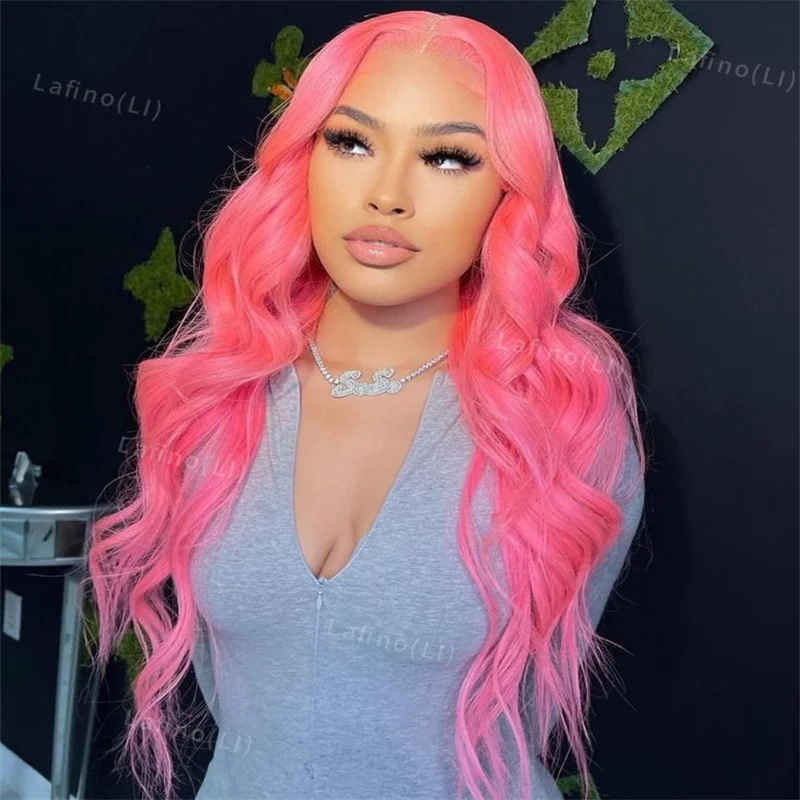 

Body Wave Pink Lace Front Wig Human Hair 13x6 Hd Lace Frontal Wigs For Women 13x4 Transparent Preplucked 613 Colored Wig