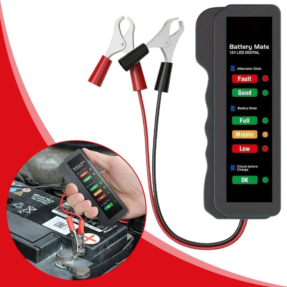 12V Car Battery Tester Digital Alternator Diagnostic Tool Portable LED Battery Analyzer For Motorcycle Truck