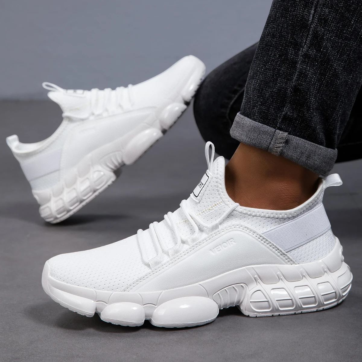 Men Shoes Comfortable Unisex Sneakers Breathable Couple Running Shoes Women Tennis Sports Shoe Size 37-47 Black Walking Sneaker