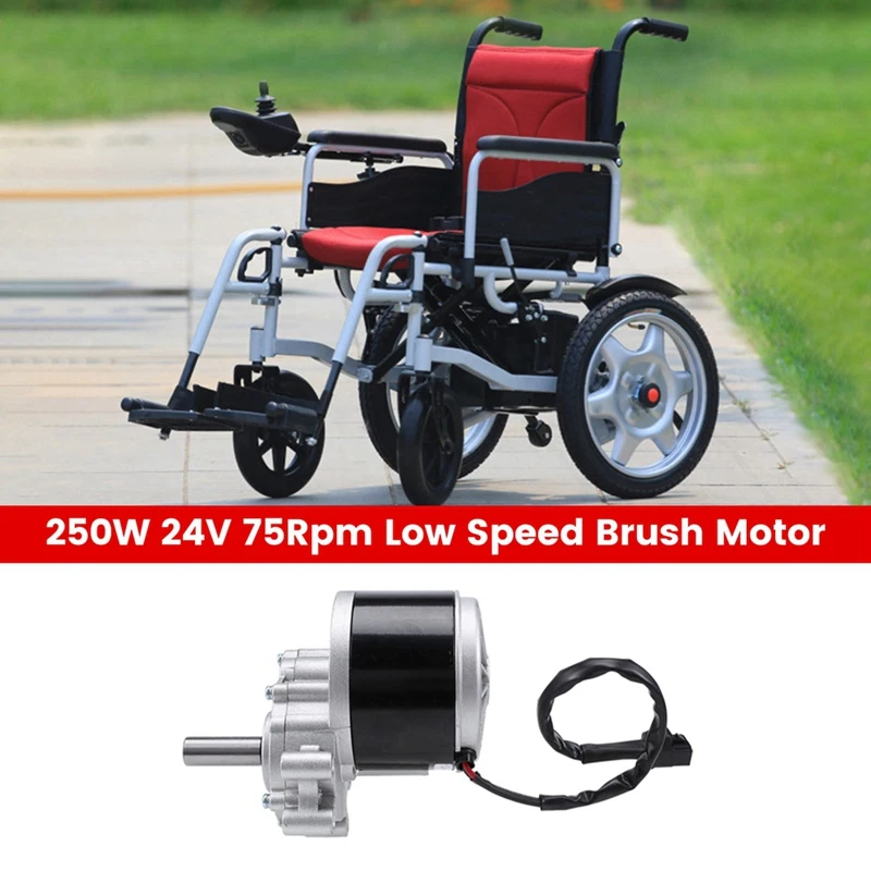 

250W 24V 75Rpm Low Speed Brush Motor, 44Mm Longer Shaft, 17Mm Shaft Diameter , Wheel Chair Used DC Gear Brushed Motor Durable