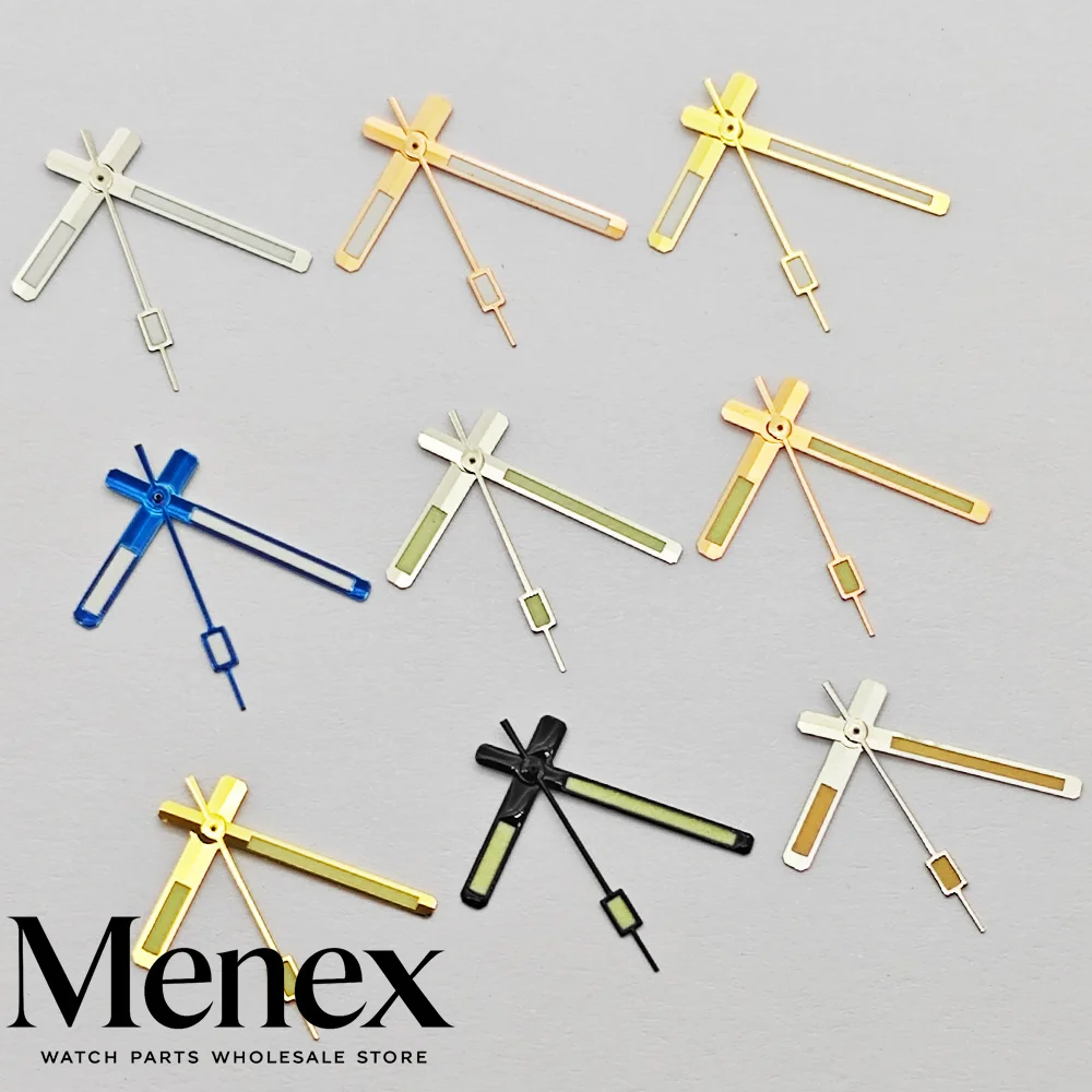 Menex Green Luminous Watch Hands in Silver/Black/Blue for NH35 NH36 ETA2824 2836 Miyota8215 Movement Watch Replacement Accessori