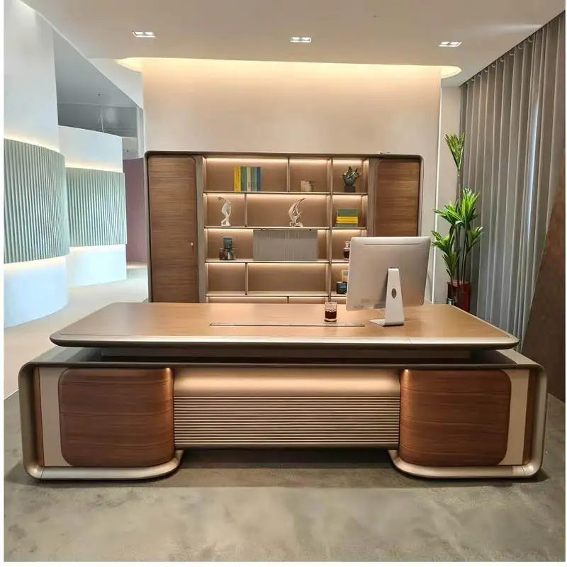 CEO desk High-End Executive , Boss , E0 Grade, Light Luxury Style, Suitable For CEOs And Directors, Solid Wood Veneer Office Des