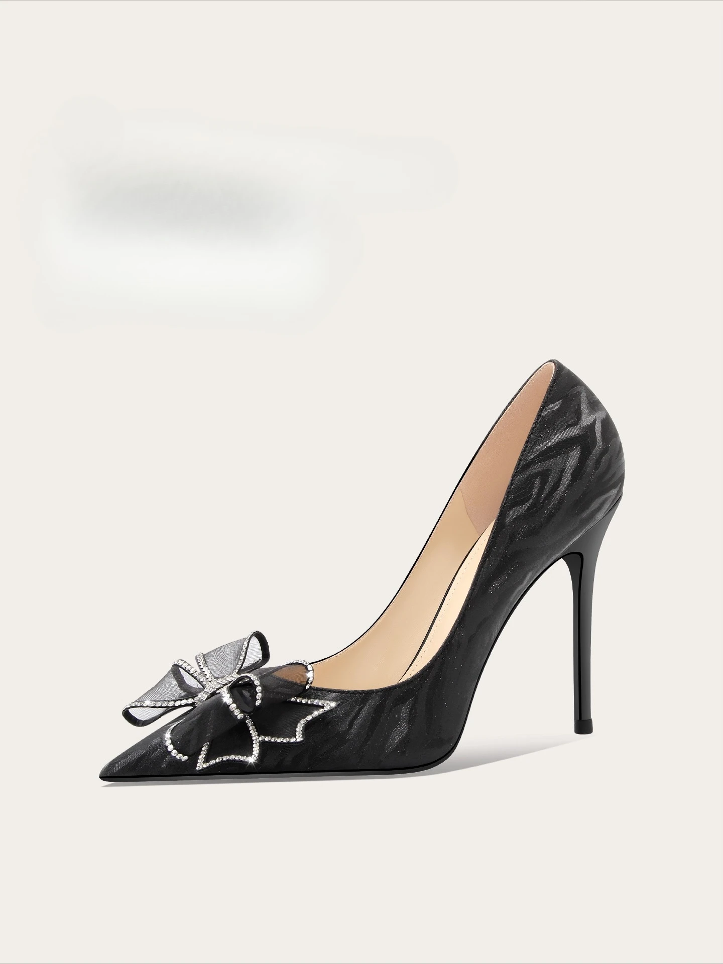 

Весенне-осенние новые женские туфли на высоком каблуке, заостренный сетчатый бант на шпильке, черная модная женская обувь для ужина