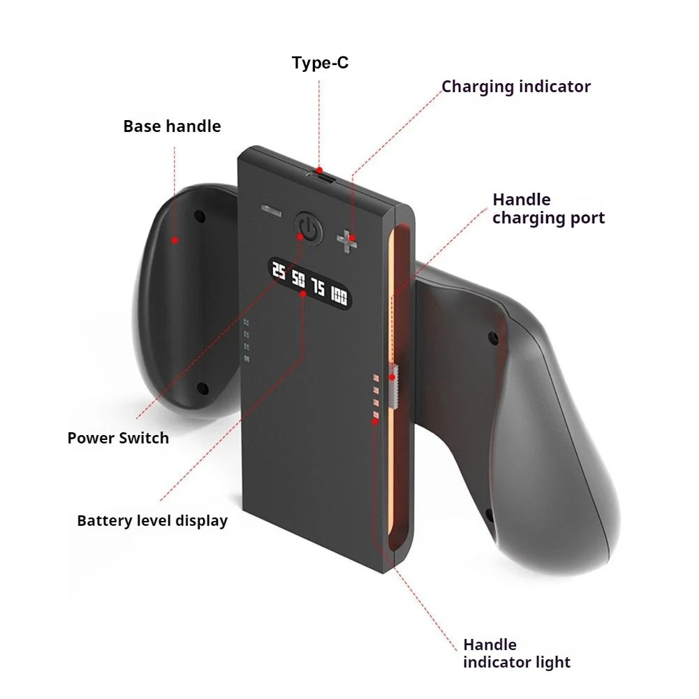 قبضة شحن لمفتاح NS 2 وحدة تحكم Joy-Con مقبض شاحن حوض مع مؤشر LED ضوء جهاز شحن محطة للتبديل 2