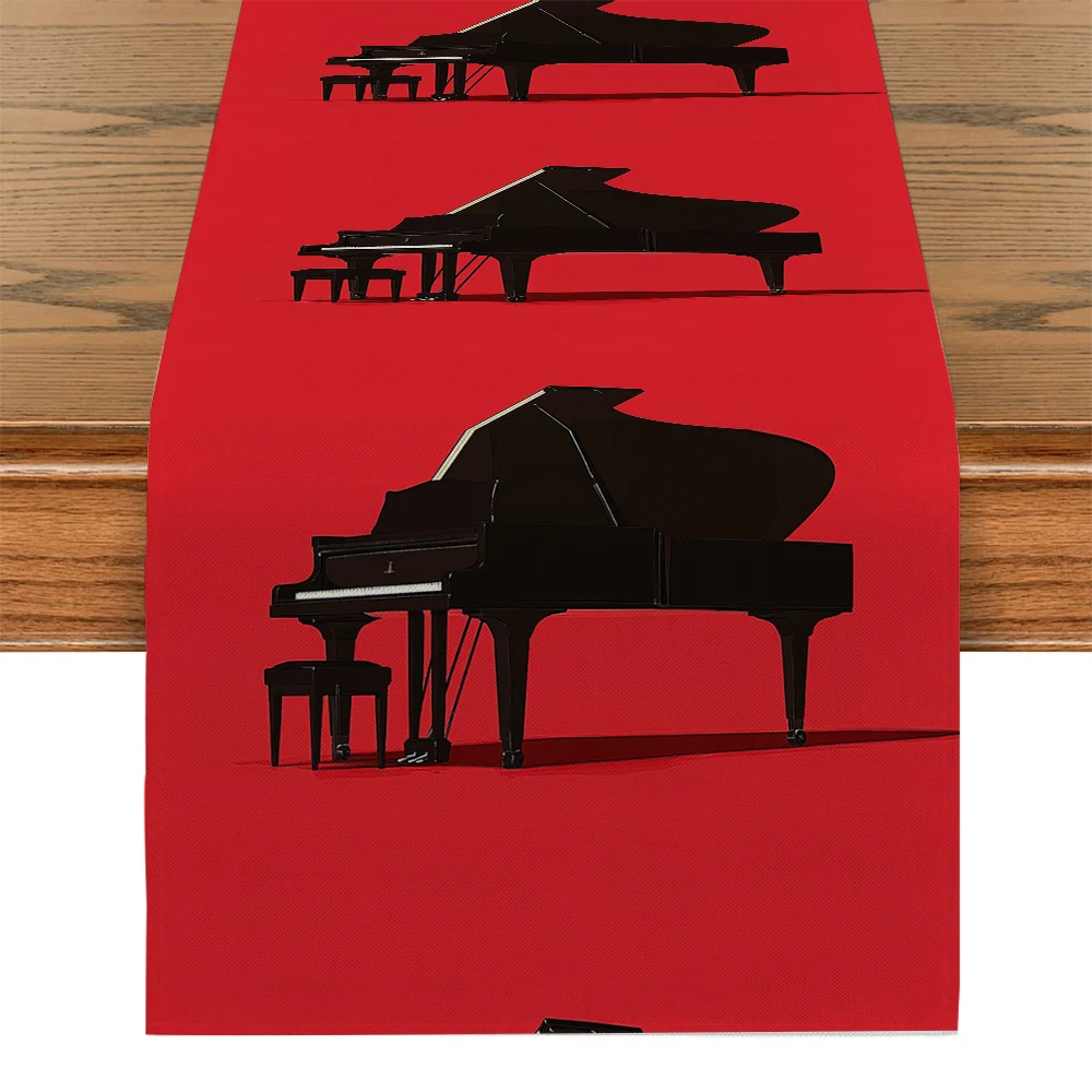 Piano Chair Music Table Runner Polyester Table Runners for Dining Room Cottagecore Polyester Table