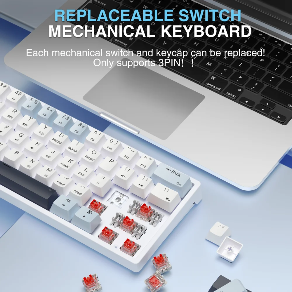 SOLAKAKA SK961 60% teclado para juegos Teclado inalámbrico Bluetooth mecánico intercambiable en caliente con software RGB programable y Macro