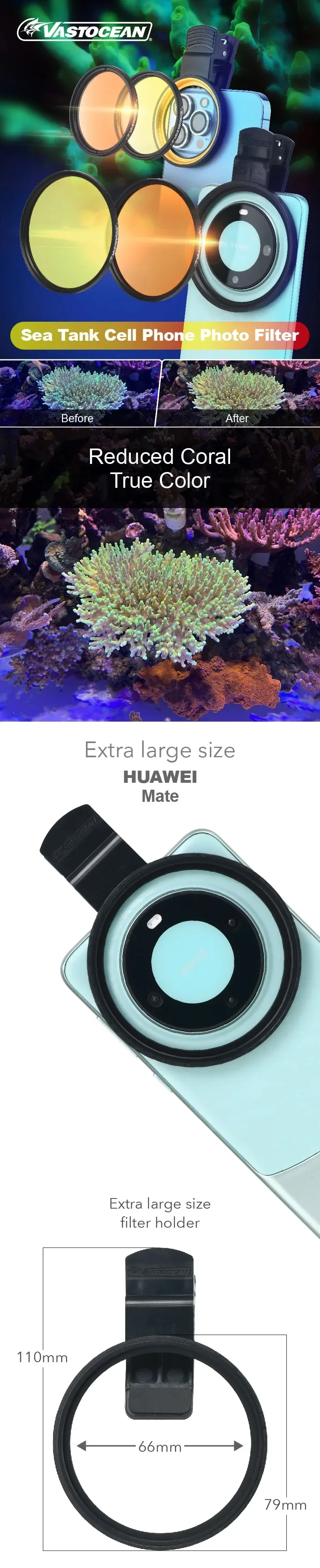 Vastocean Meerwasser-Tankfilter Salzwasser-Korallenbecken Makro-Fotografie Fotolicht God Lens Handy-Clip – Detail 9