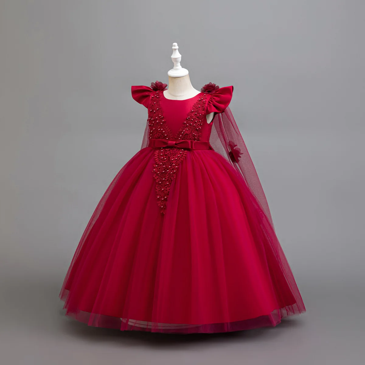 Girls Christmas Long Ball Gown Dress Ceremonial Party Wear Child Clothes for Ages 4-12T