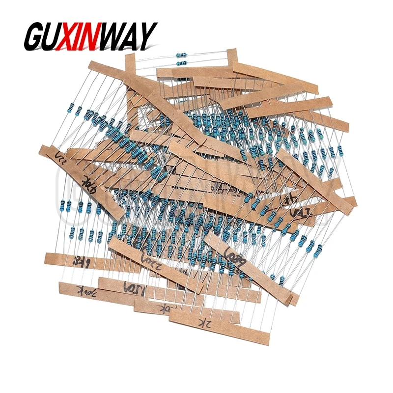 30 видов сопротивления 1/4 Вт, 1% комплект металлопленочных резисторов, набор резисторов 1 К, 10 К, 100 К, 220 Ом, 1 м