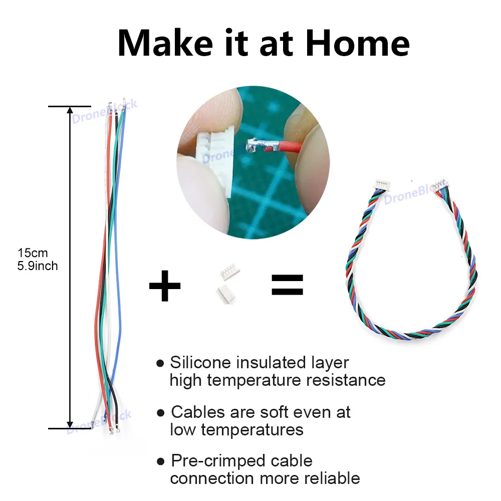 Conectores Pitch PicoBlade e cabos pré-frisados, compatíveis com JST Molex, 1,25mm, fio de silicone Pixhawk