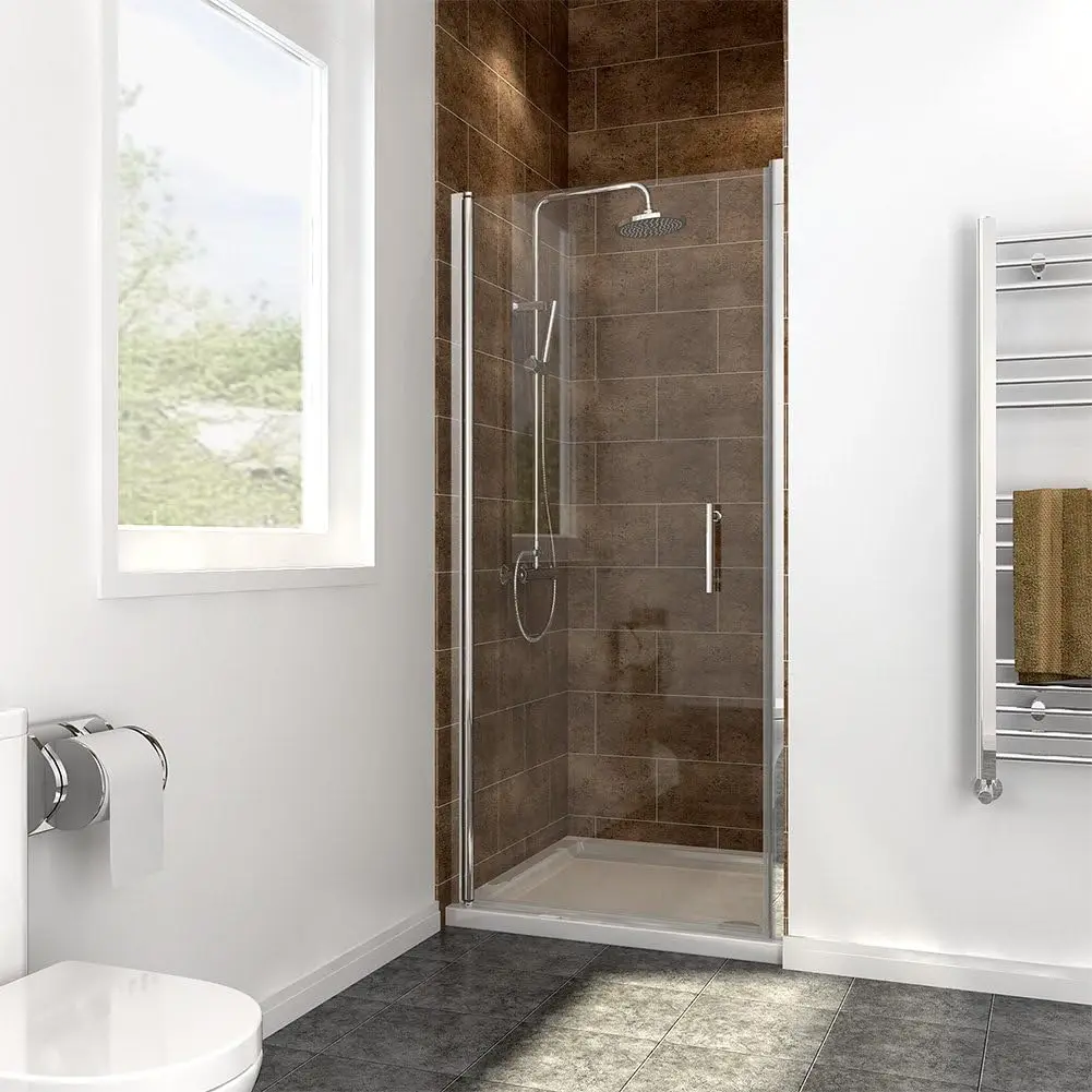 Adjustable 33.5-35 in. W x 72 in. H Frameless Pivot Shower Door,Chrome Finish, Certified Clear Tempered Glass Shower Enclosure