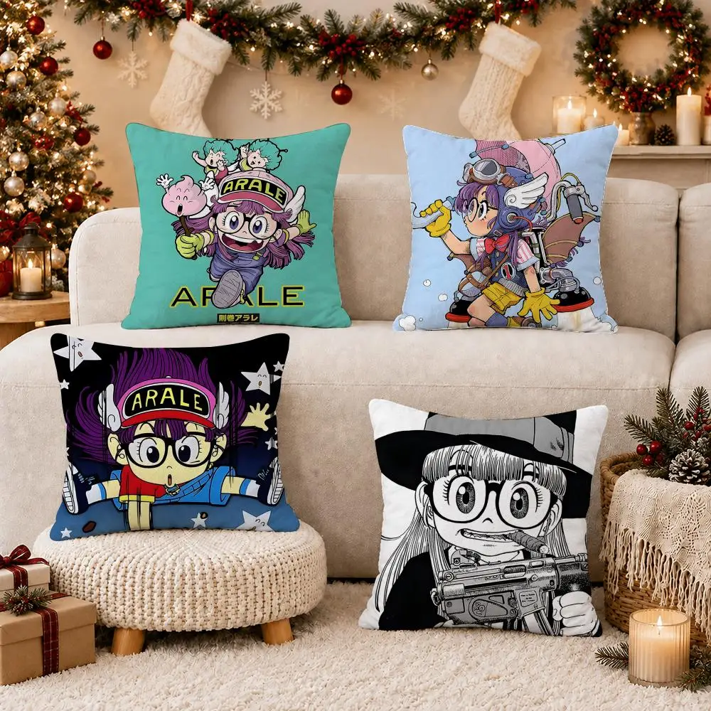 Anime D-Dr. Slump Arale Cushion Cover Soft Short Plush Pillow Case Cushion Cover for Living Room Sofa Decor