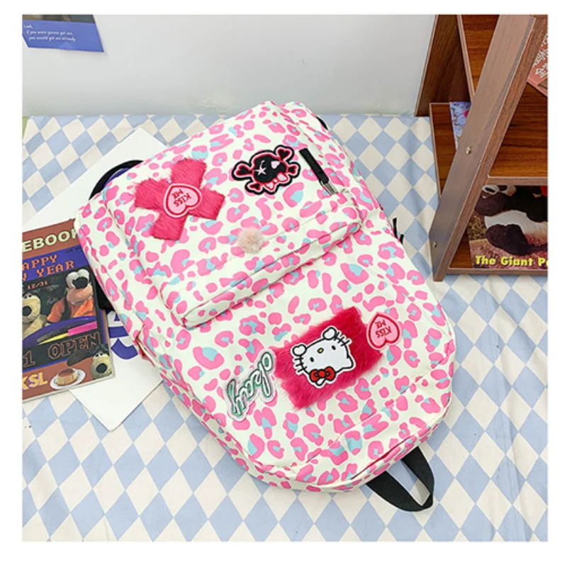 Sanrio Hello Kitty Student Schoolbag, grande capacidade, desenhos à prova d'água, resistente a manchas, mochila de ombro, novo