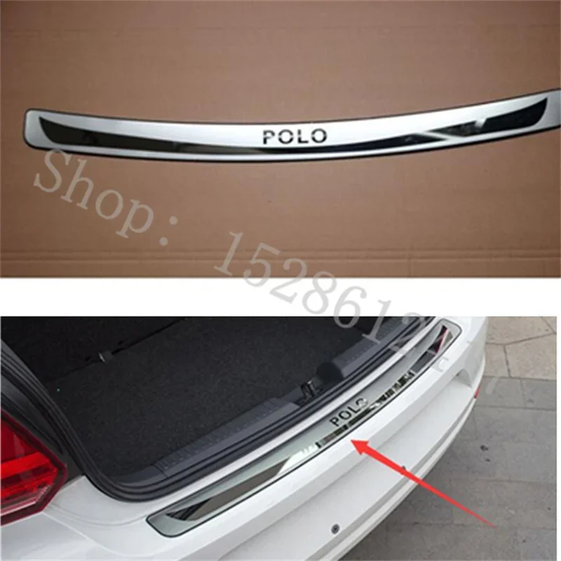 For Volkswagen POLO 2011-2018 Car Accessories Stainless Steel Rear Bumper Protector Sill Trunk Tread Plate Trim