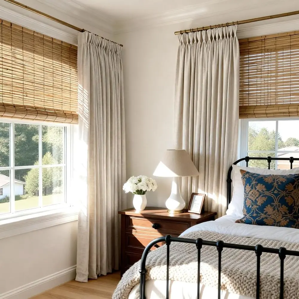 Lin Blend 95 rideaux occultants avec 20 crochets, 40 larges, idéaux pour la maison, naturel (paquet de 2)