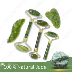 Natural Jade Roller Gua Sha Set Massager For Face Gouache Scraper Roller Set Facial Skin Care Beauty Health Massage Tools