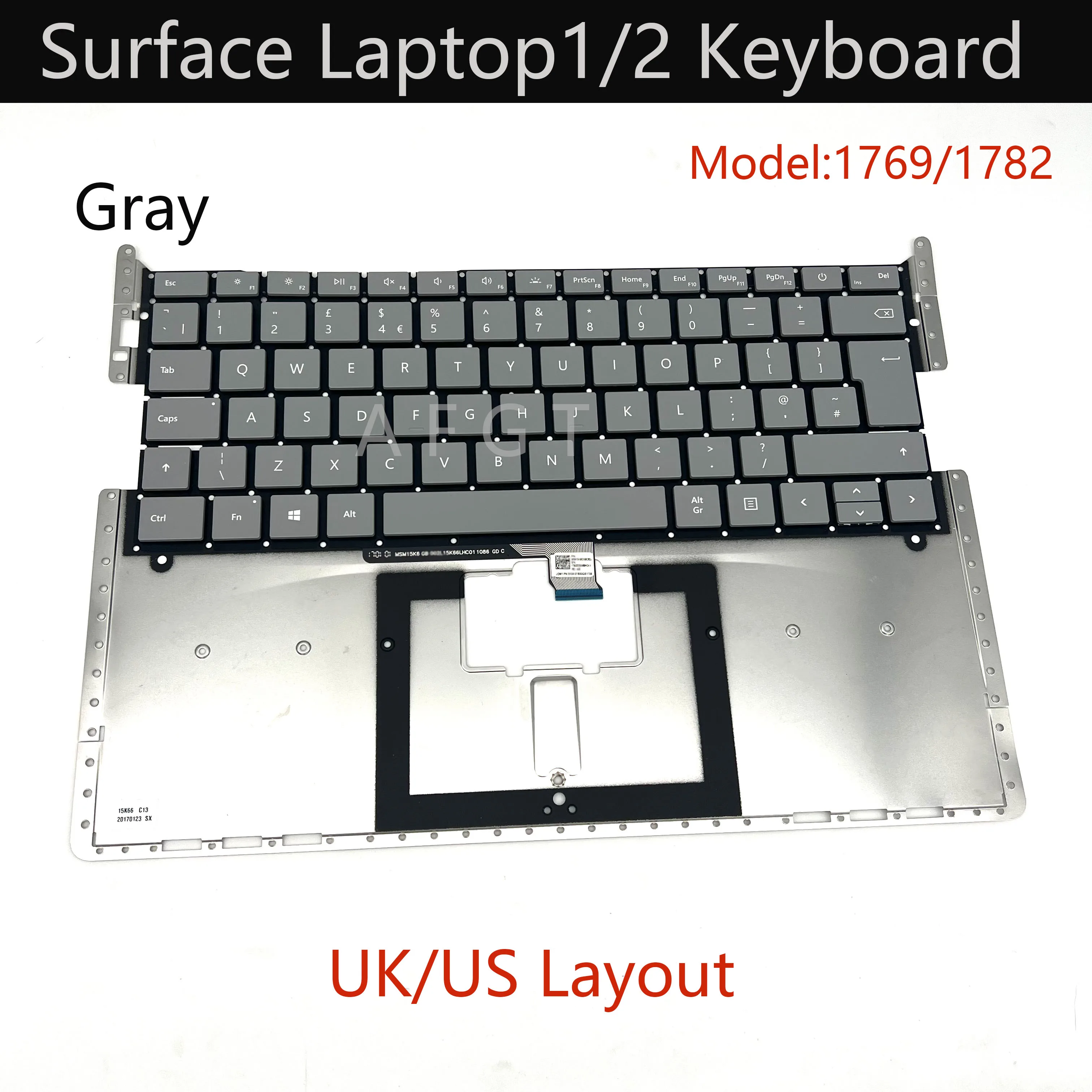 Original Keyboard For Microsoft Surface Laptop 1 2 Notebook Keyboard 13.5inch 1769 1782 Gray UK US Layout New