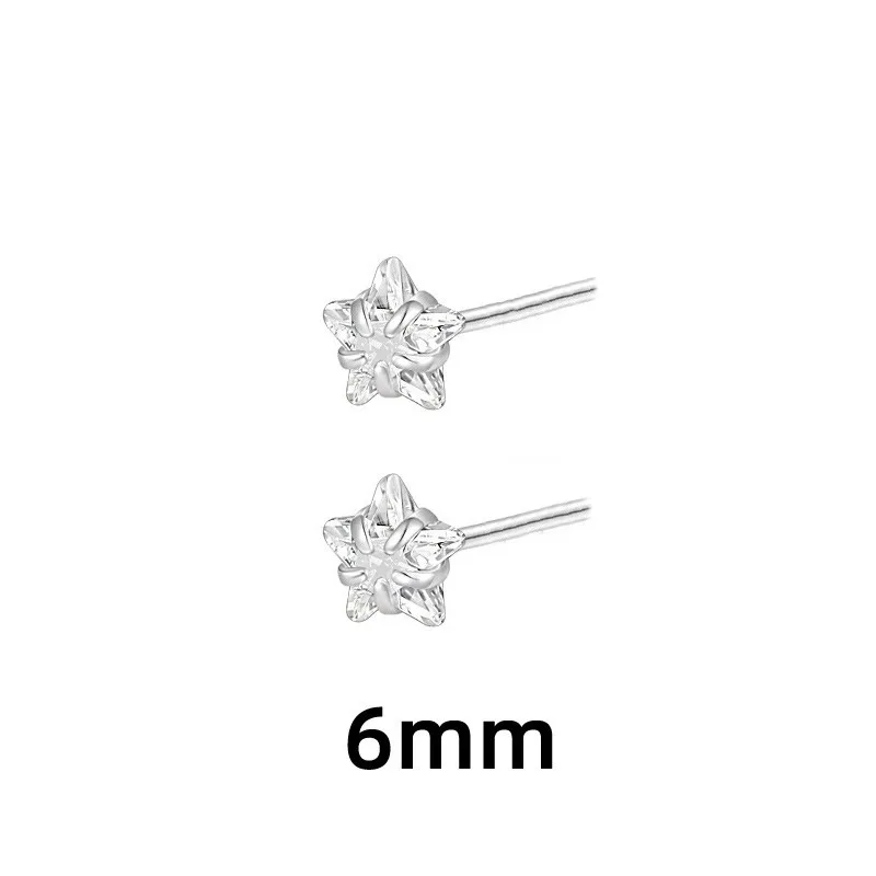 Pendientes de tuerca de estrella de cristal Simple para mujer, diferentes tamaños, pendientes brillantes de uso diario, accesorios de joyería