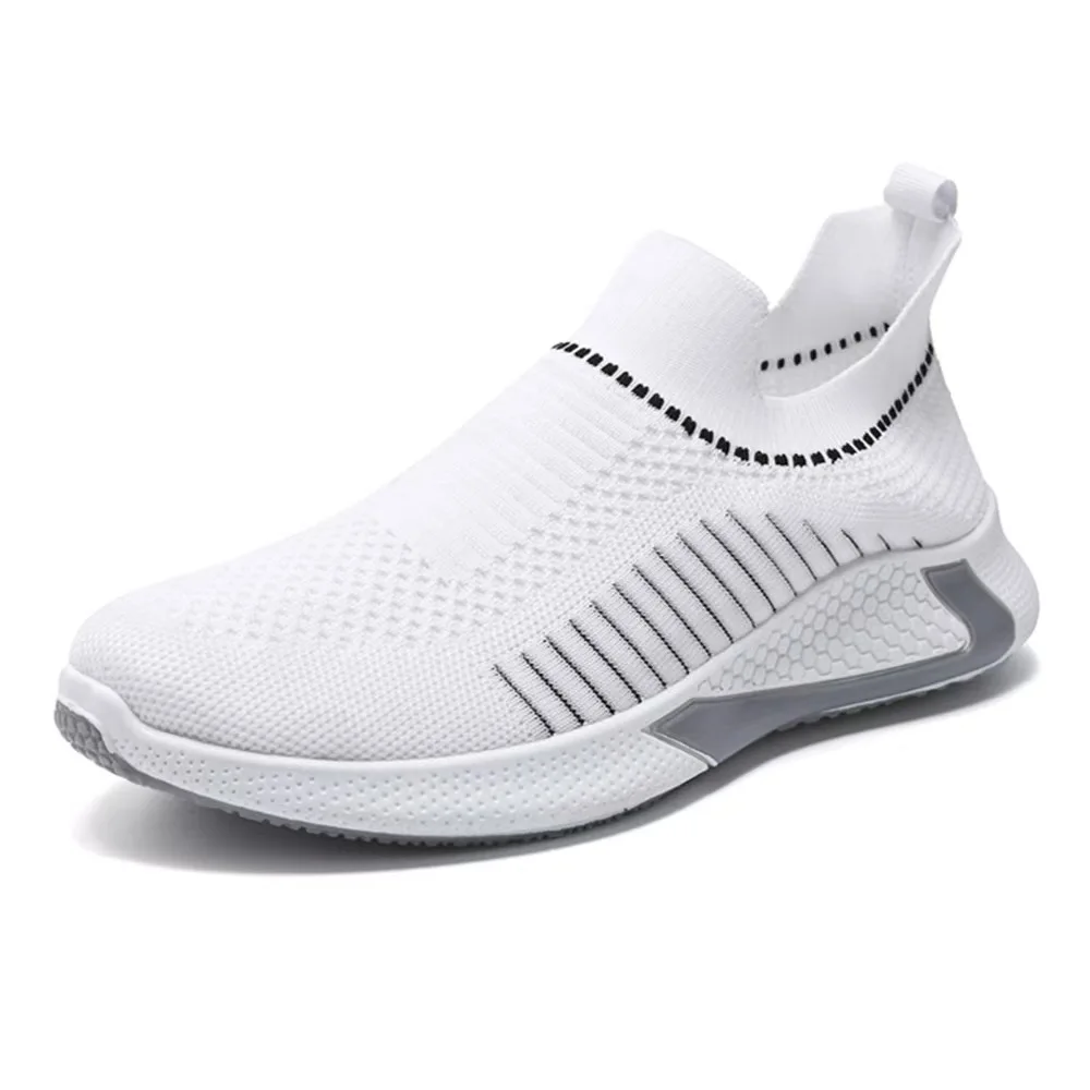 Men Knit Slip‑on Sneakers, Breathable Mesh Sock Shoes, Lightweight Casual Walking Sport Shoes