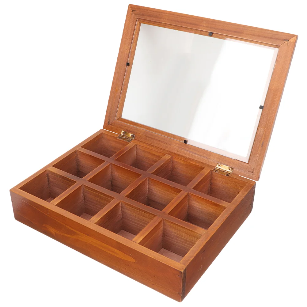 

Display Case Flip Jewelry Box Vintage Trinket Organizer Wooden Coffee Storage Ring Man