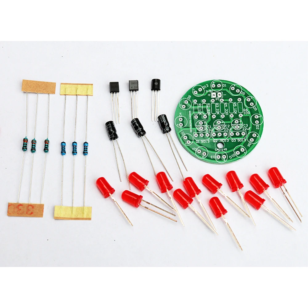 Diy Electronic Kit Set LED Round Water Light Making Kit for Skill Training Soldering Practice Parts