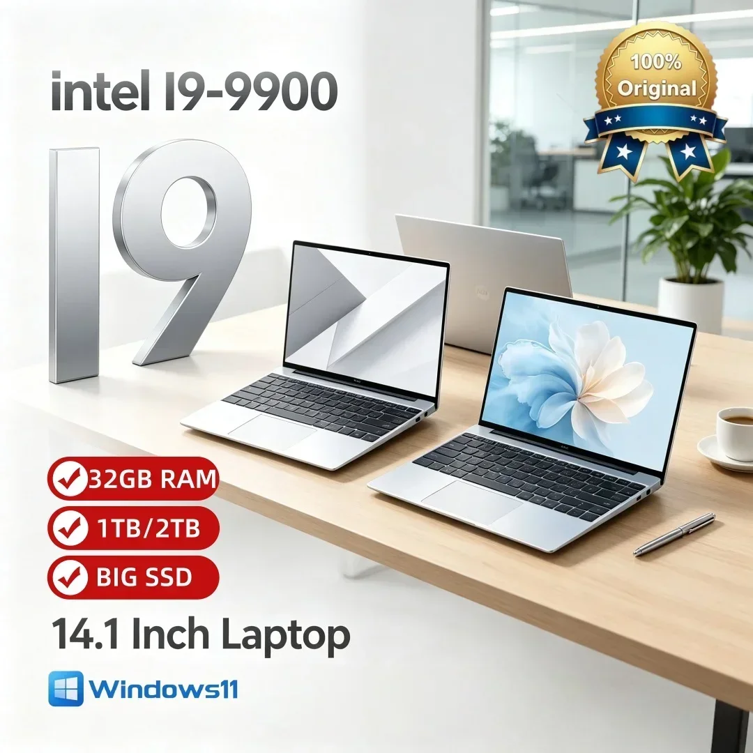 Intel I9-9900 Ultra Slim 14.1 Inch Laptop 32GB RAM 1TB/2TB SSD Original Travel Friendly Win11 Notebook