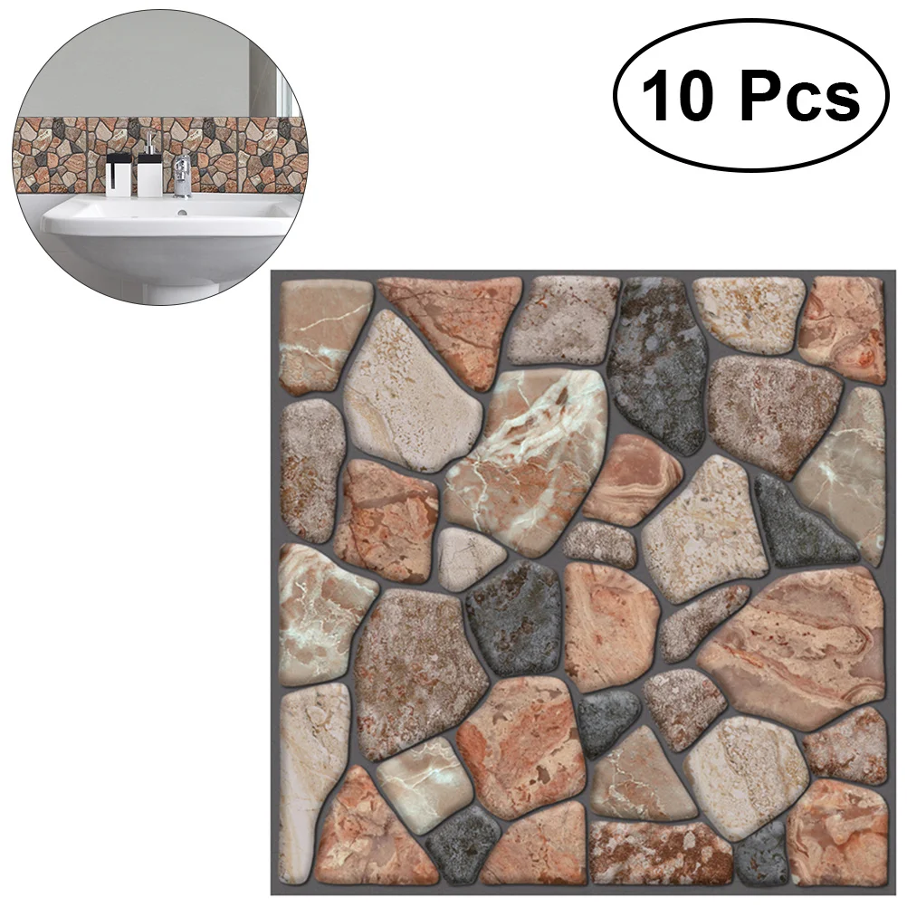 

10 pcs Self-Adhesive Wall Tile 3D Brick Pattern Plastic Waterproof Heat Resistant Realistic Decor For Living Room Bedroom