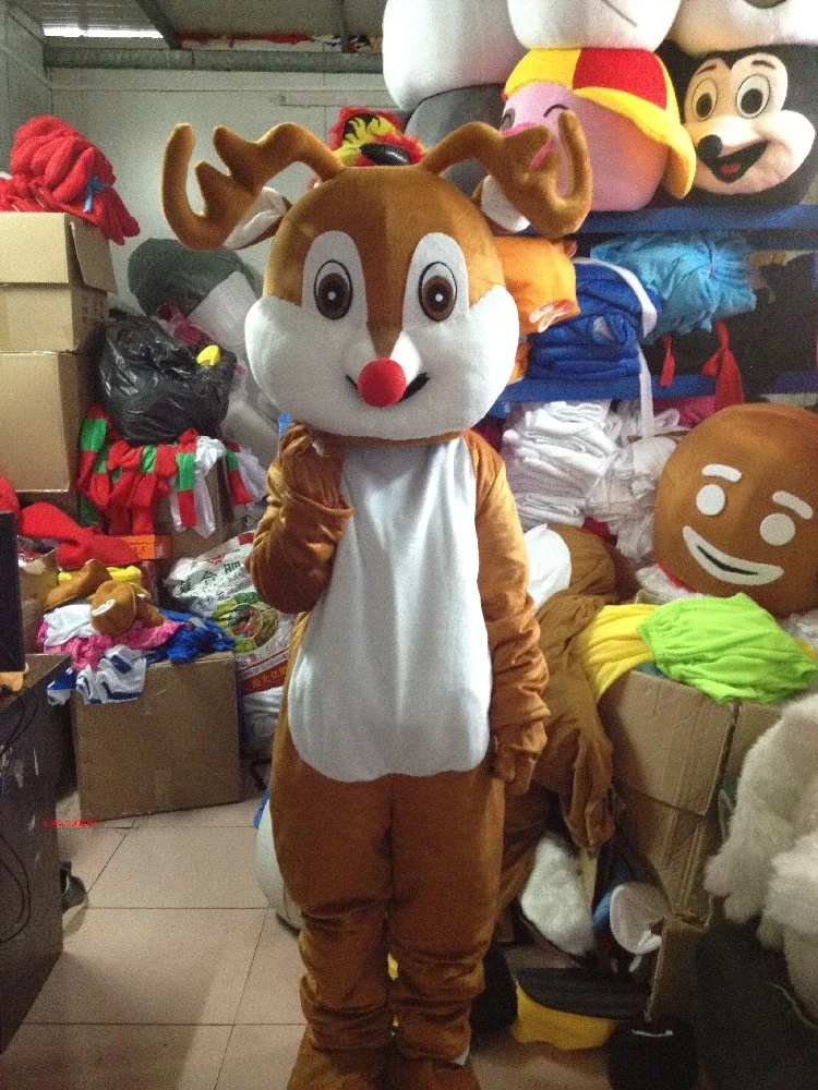 Christmas Rudolph Reindeer Mascot Costume Custom Fancy Costume Anime Cosplay Kits Mascotte Theme Fancy Dress Carnival Costume