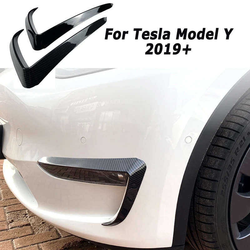 

Car Front Bumper Wind Knife For Tesla Model Y 2019+ Air Vent Fog Lamp Splitter Spoiler Exterior Tuning Car Accessories