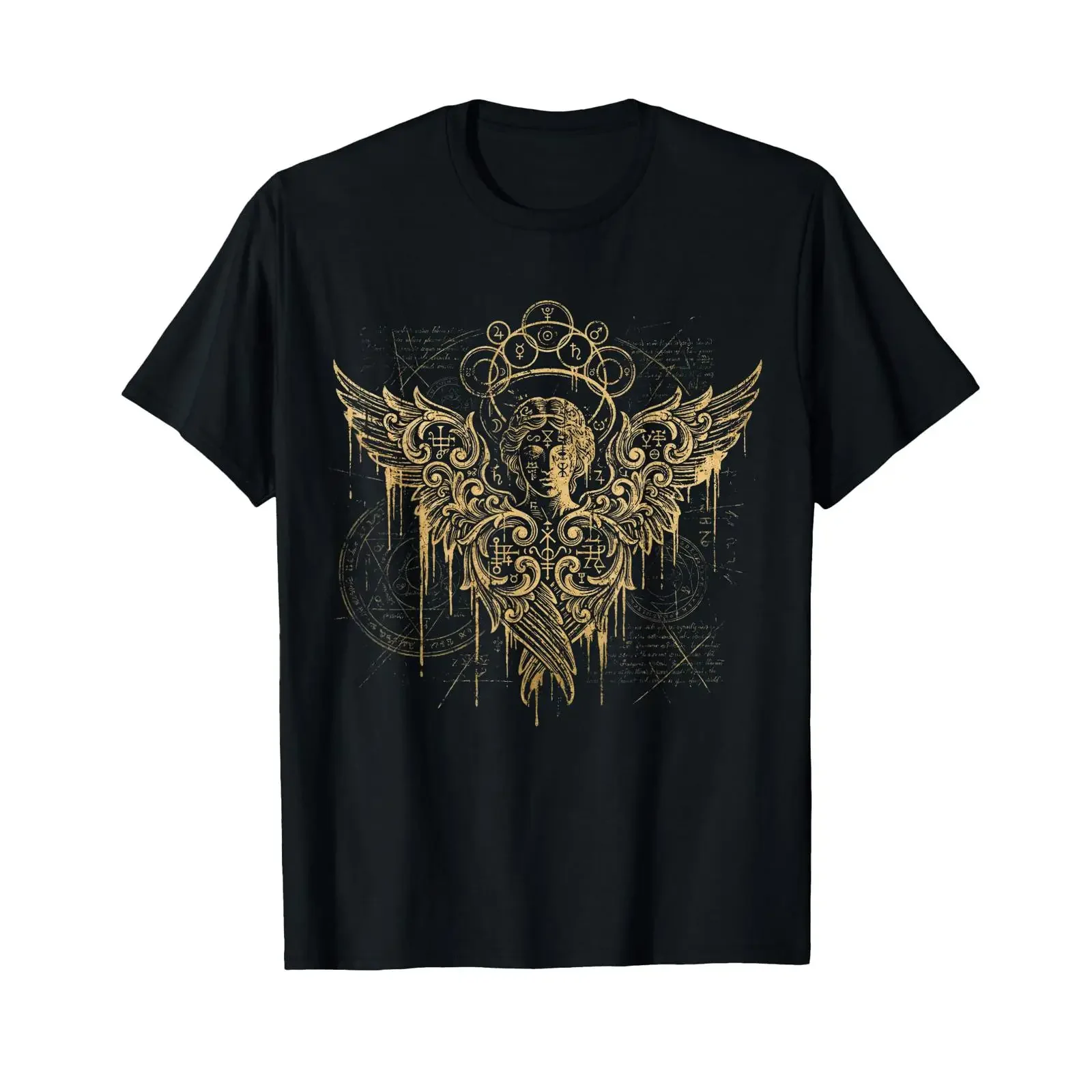 The Gothic Seraph Occult Angel Abstract Goth Art T Shirt vintage Washed fashion Soft Slightly Unisex graphic homme Breathable